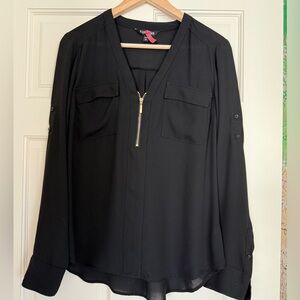 Express, women's V-neck with a zip.
